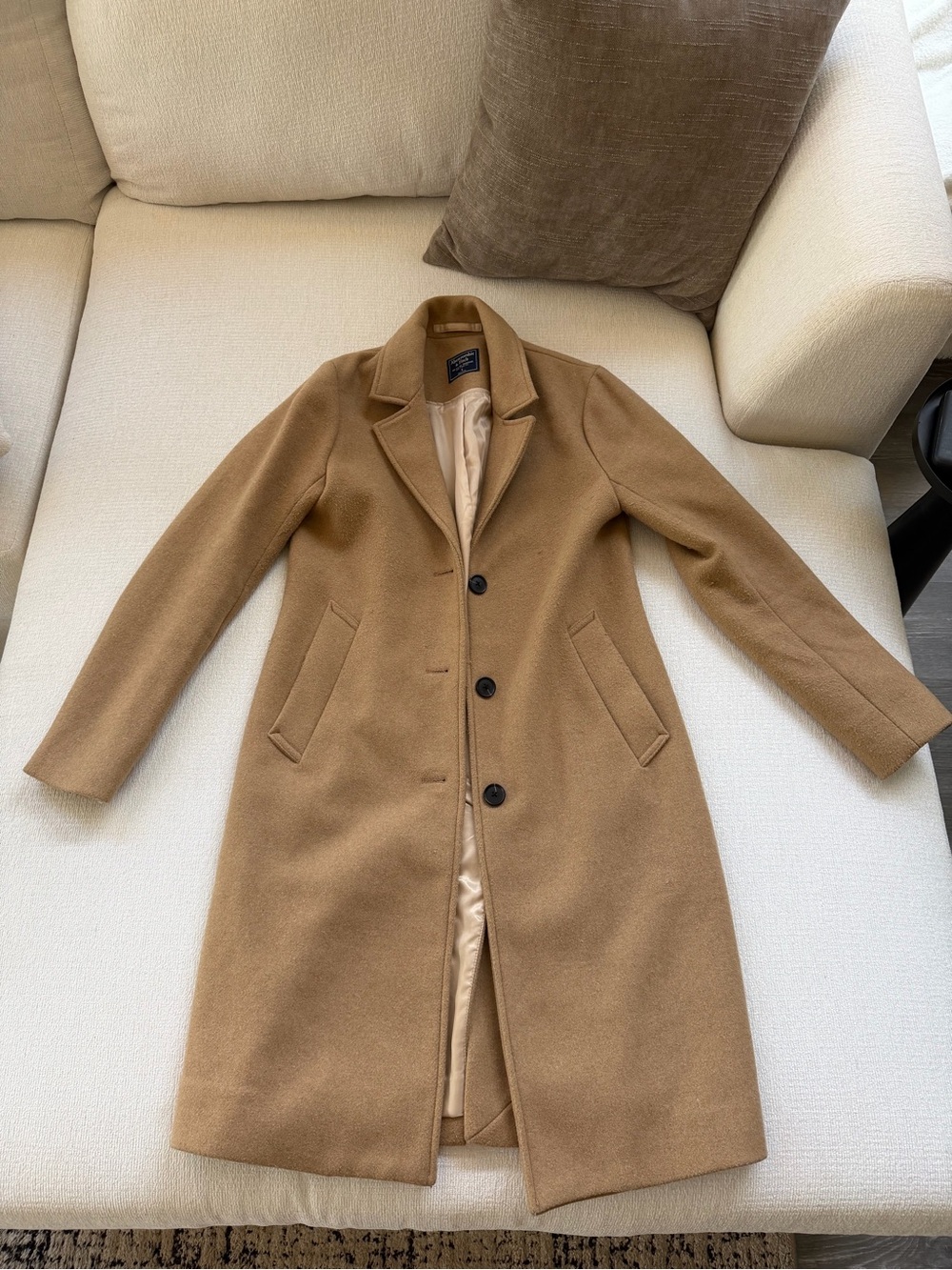 Abercrombie & Fitch Camel Tan Wool-Blend Long Coat